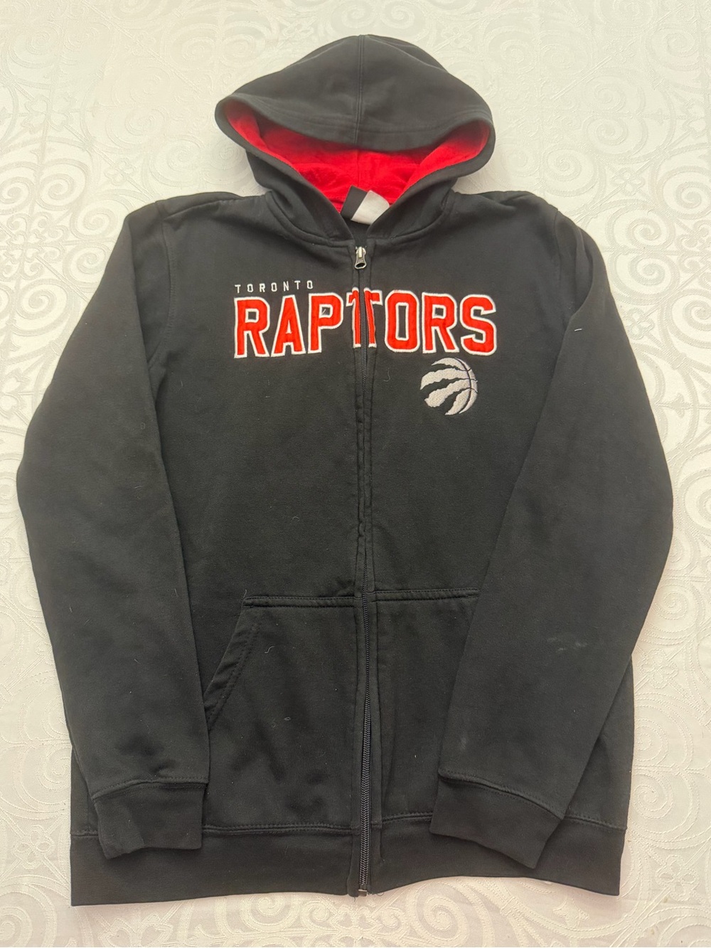 NBA Toronto Raptors Basketball Black & Red Zip-Up Hoodie Youth Boy XL Activewear